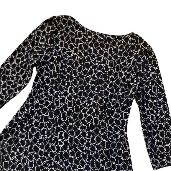Evan Picone Chain Link Print Jersey Dress Size 10 Black White Classic - Picture 4 of 6